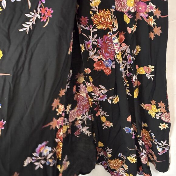 Forever 21 Plus Maxi Romper Dress Cap Sleeves V-Neck Size 1X Black Dark Floral - Picture 10 of 14